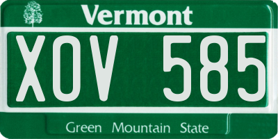 VT license plate XOV585