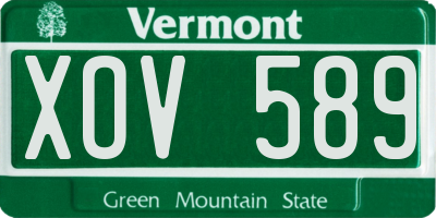 VT license plate XOV589