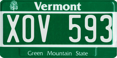 VT license plate XOV593