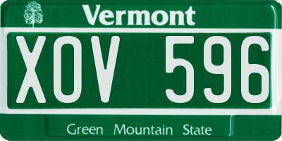 VT license plate XOV596