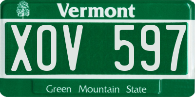VT license plate XOV597
