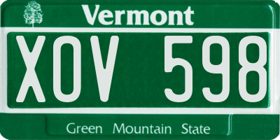 VT license plate XOV598