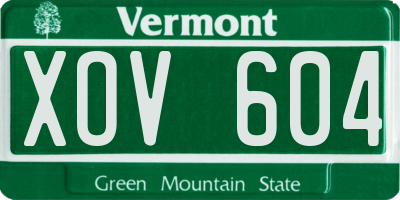 VT license plate XOV604