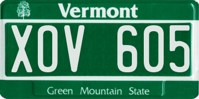 VT license plate XOV605