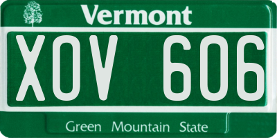 VT license plate XOV606