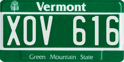 VT license plate XOV616