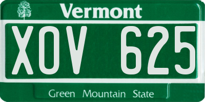 VT license plate XOV625
