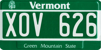 VT license plate XOV626