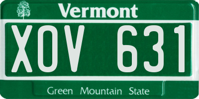 VT license plate XOV631