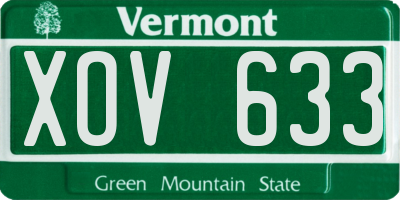 VT license plate XOV633