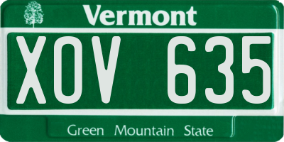 VT license plate XOV635