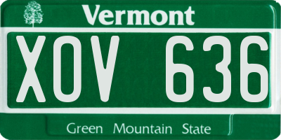 VT license plate XOV636