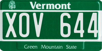 VT license plate XOV644