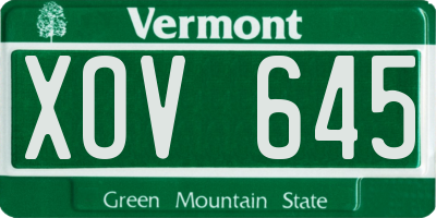 VT license plate XOV645