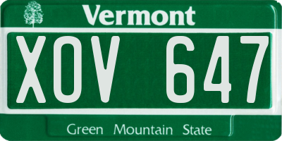 VT license plate XOV647