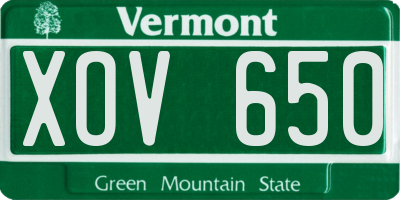 VT license plate XOV650