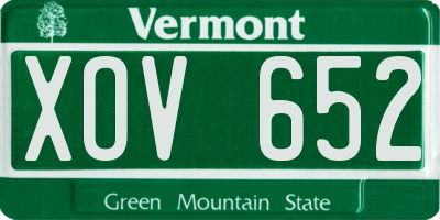 VT license plate XOV652