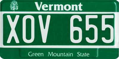 VT license plate XOV655