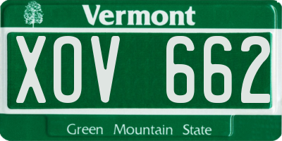 VT license plate XOV662