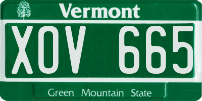 VT license plate XOV665