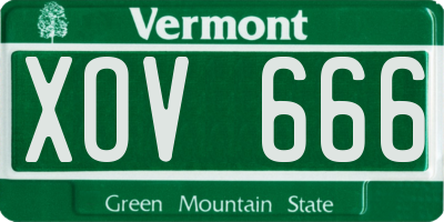 VT license plate XOV666