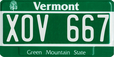 VT license plate XOV667