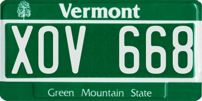 VT license plate XOV668