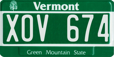 VT license plate XOV674