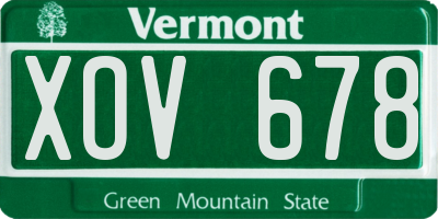 VT license plate XOV678