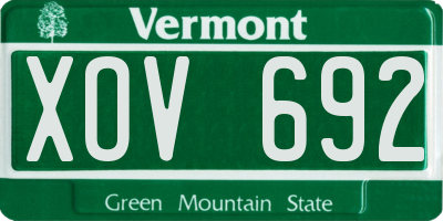 VT license plate XOV692