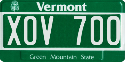 VT license plate XOV700