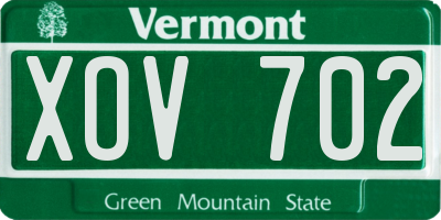 VT license plate XOV702