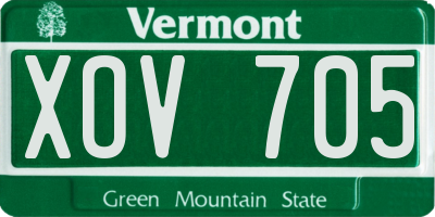 VT license plate XOV705