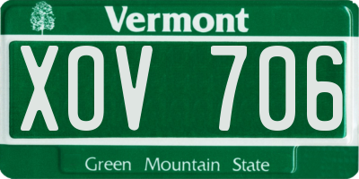 VT license plate XOV706