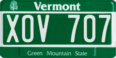 VT license plate XOV707
