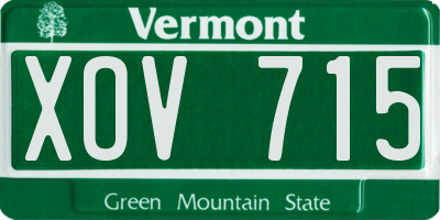 VT license plate XOV715