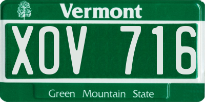VT license plate XOV716