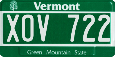 VT license plate XOV722