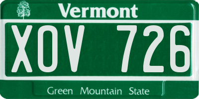 VT license plate XOV726