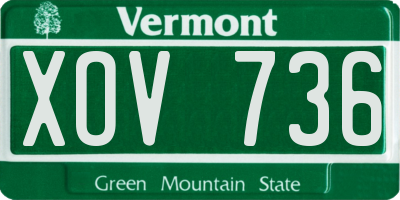 VT license plate XOV736