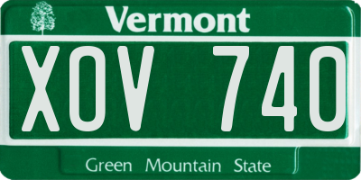 VT license plate XOV740