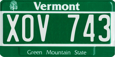 VT license plate XOV743