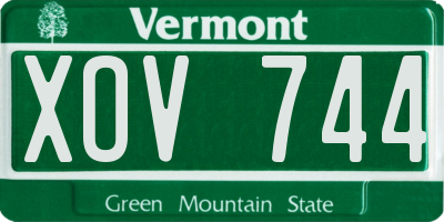 VT license plate XOV744