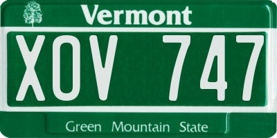 VT license plate XOV747