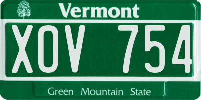 VT license plate XOV754