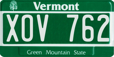 VT license plate XOV762