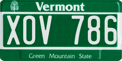VT license plate XOV786