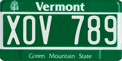 VT license plate XOV789