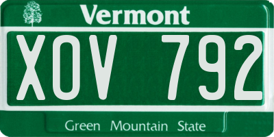 VT license plate XOV792