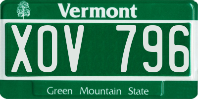 VT license plate XOV796